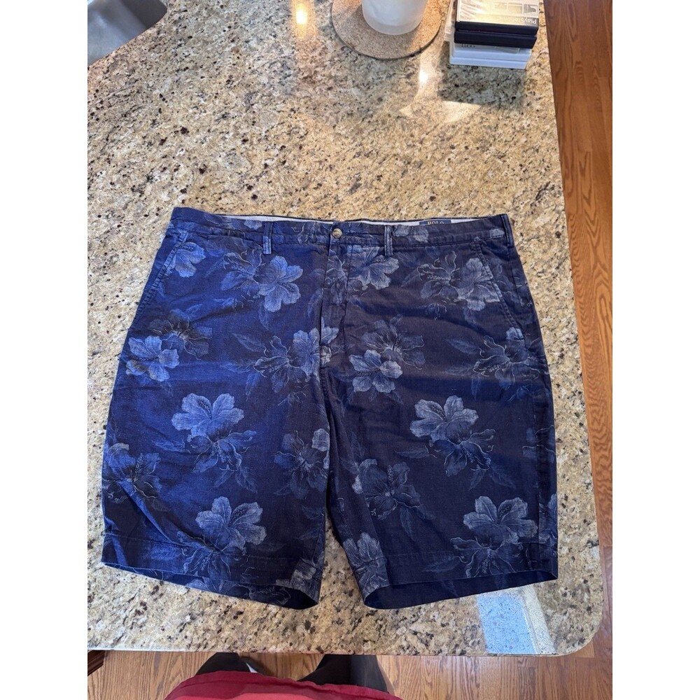 Polo Ralph Lauren Floral Shorts Mens 42 Classic Fit Hibiscus Blue Coastal Preppy - Picture 3 of 8